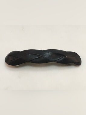 Black Braided Leather Barrette